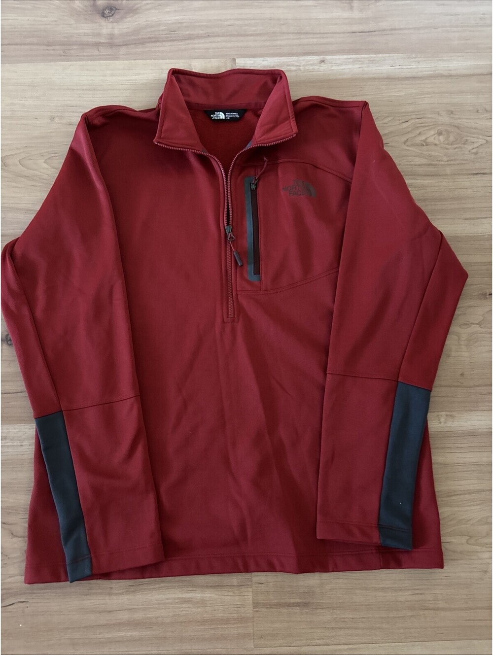 The North Face Men's Large Red 1/2 Zip Pullover Canyonlands Fleece Pocket Jacket